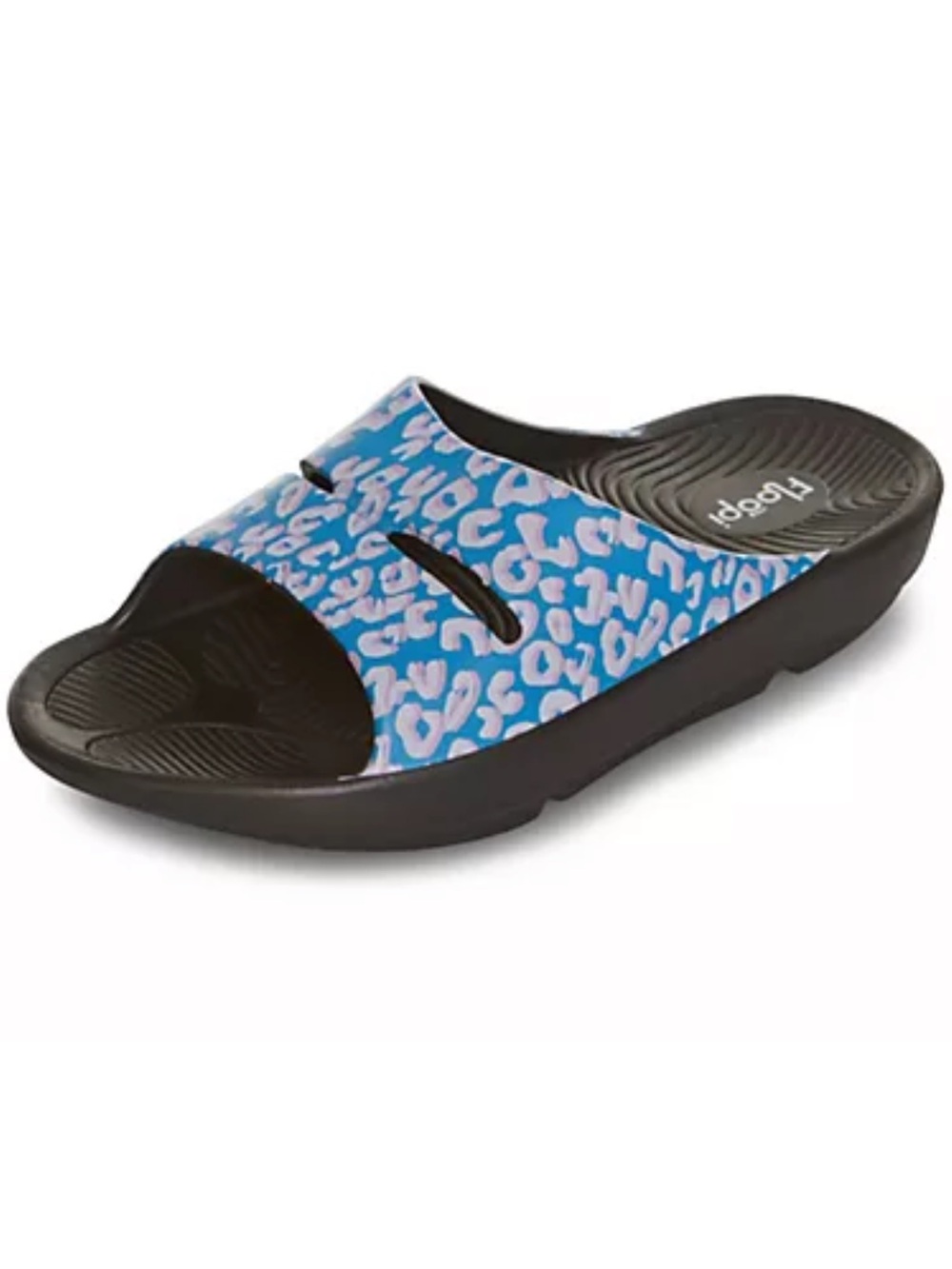 NEW Floopi Sophie Comfort Slide Sandal in Blue Leopard